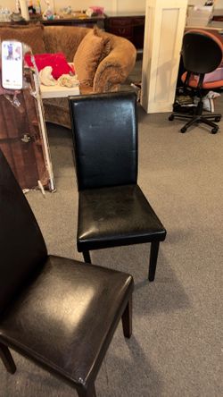2 Pottery Barn Brown Leather Chairs 