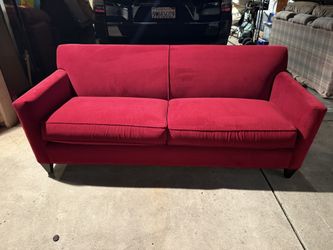 Crate and Barrel Modern Red Sofa 