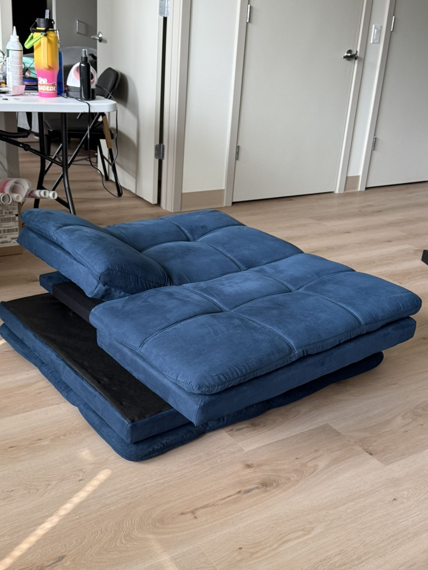 Mainstays Memory foam Navy Faux Suede Futon (Used)