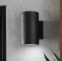 Home Decorators Collection Rodham 8 in. Black Integrated LED Outdoor Wall Lantern Sconce