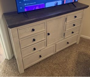 Farmhouse Dresser with Dark Wood Top