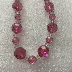 Vintage Pink Crystal Choker Necklace 