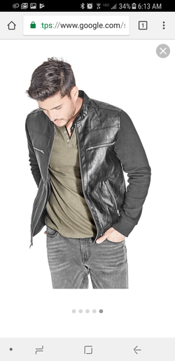 Faux leather jacket blue silk interior with cotton sleeves