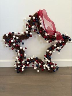 Decorative red, white & blue wreath