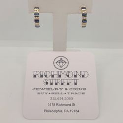 14k Gold Diamond Sapphire Earrings 