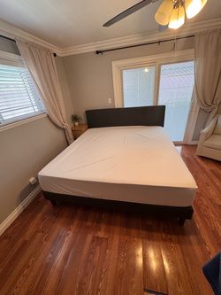 King Platform Bed Frame with Headboard
