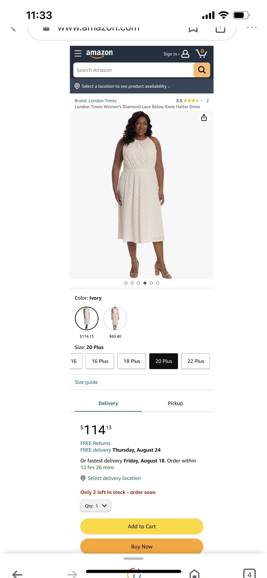 Brand New London Times Women's Diamond Lace Below Knee Halter Dress