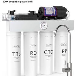 SimPure UV Tankless Reverse Osmosis System T1-400UV, NSF/ANSI 58 Certified, Under Sink RO Water Filter System 400 GPD, 8 Stage Water Filtration 