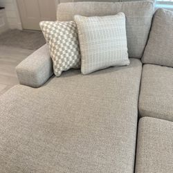 6 NEW Textured Throw Pillows - Modern Neutral Designs (Couch not For sale)