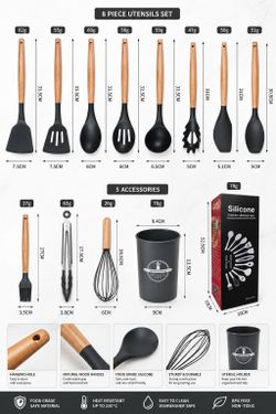 Kitchen cooking Utensils 12 piece set Silicone