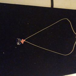 Sterling Silver Necklace with Sterling Silver Charm with Amethyst and Pink Quartz Stone 