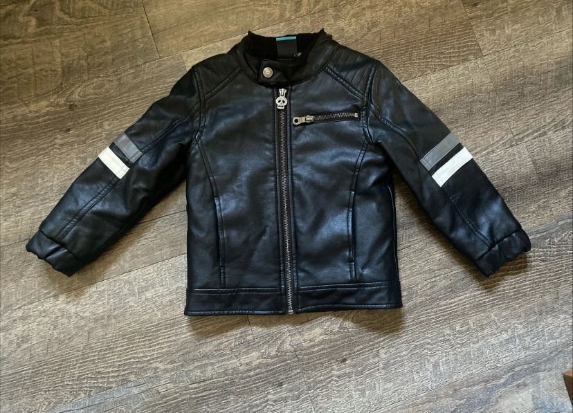 Toddler 3T Koala Kik Skull Faux Leather Jacket Gently Used