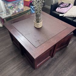 Wooden Table With Stools