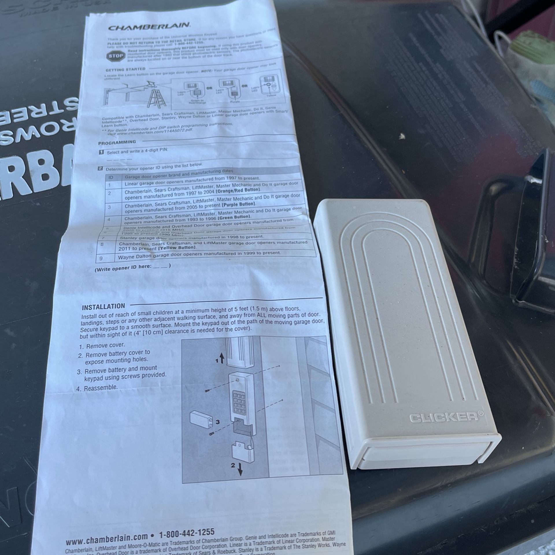 Clicker Garage Door Opener