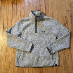LL Bean 1/4 Button Snap T Pullover Sweater Sweatshirt Mens MEDIUM REG - GRAY