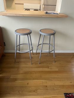 Metal Shop Style Stools - Set of 2