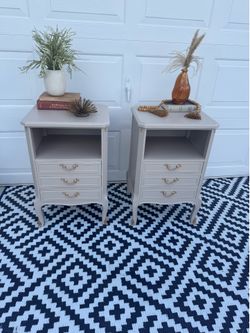 Beautiful solid wood cream nightstands or end tables. Delivery Available