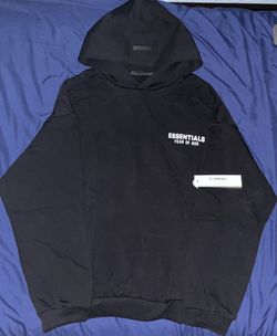 Black Essentials Hoodie With White Letters