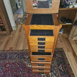 Tall Wood Jewelry Cabinet