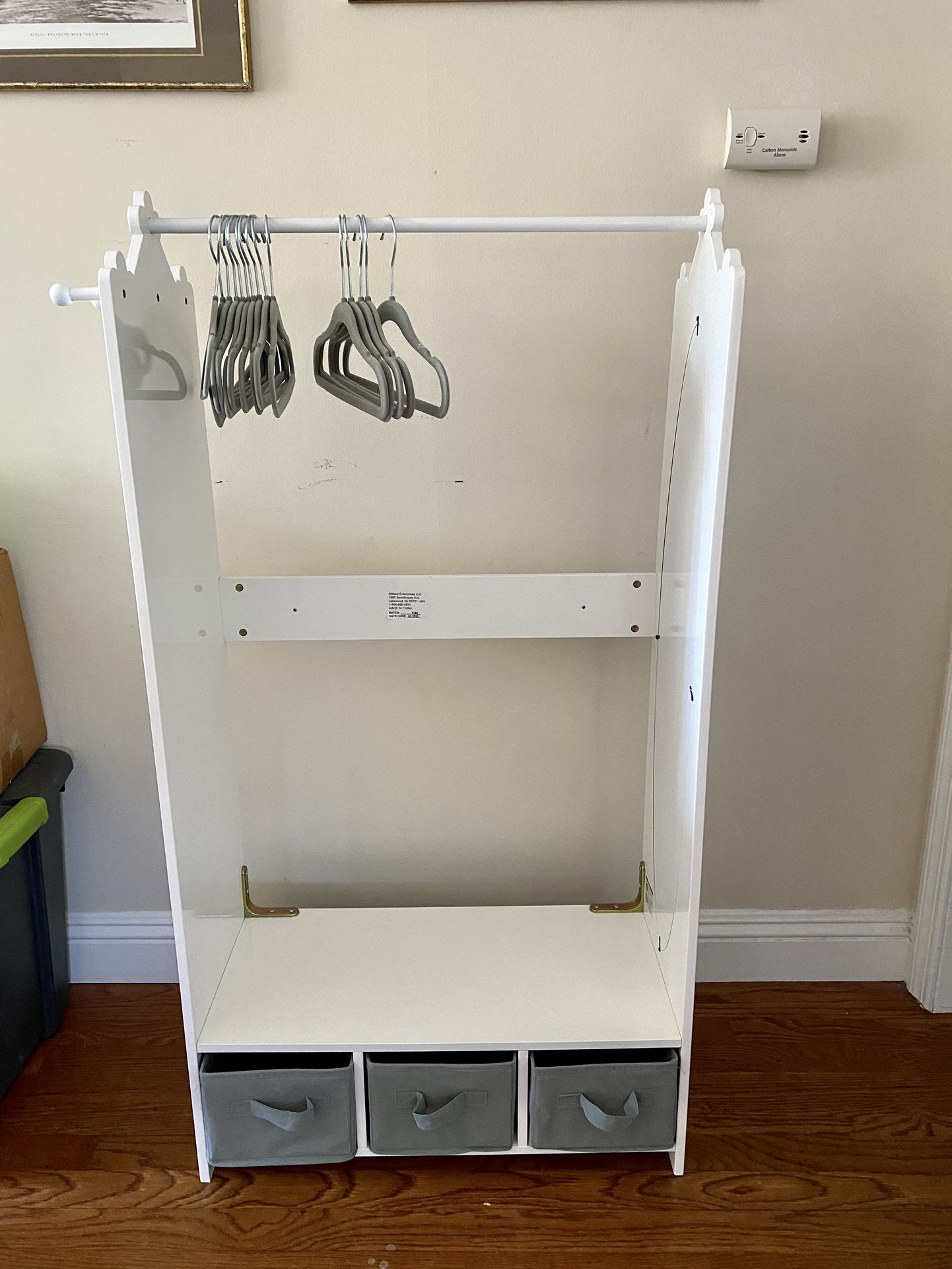 Milliard Dress Up Storage Kids Costume Organizer Center, Open Hanging Armoire Closet Unit Furniture (White)