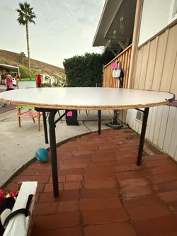 58-Inch Round Folding Tables – $40 Each or Both for $70 – Edge Damage