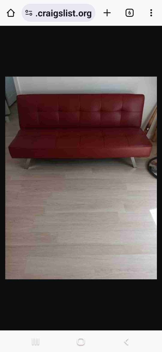 Serta Red Leather Rane Vegan Futon