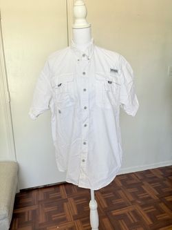 Columbia men’s PFG White button down short sleeve shirt size medium