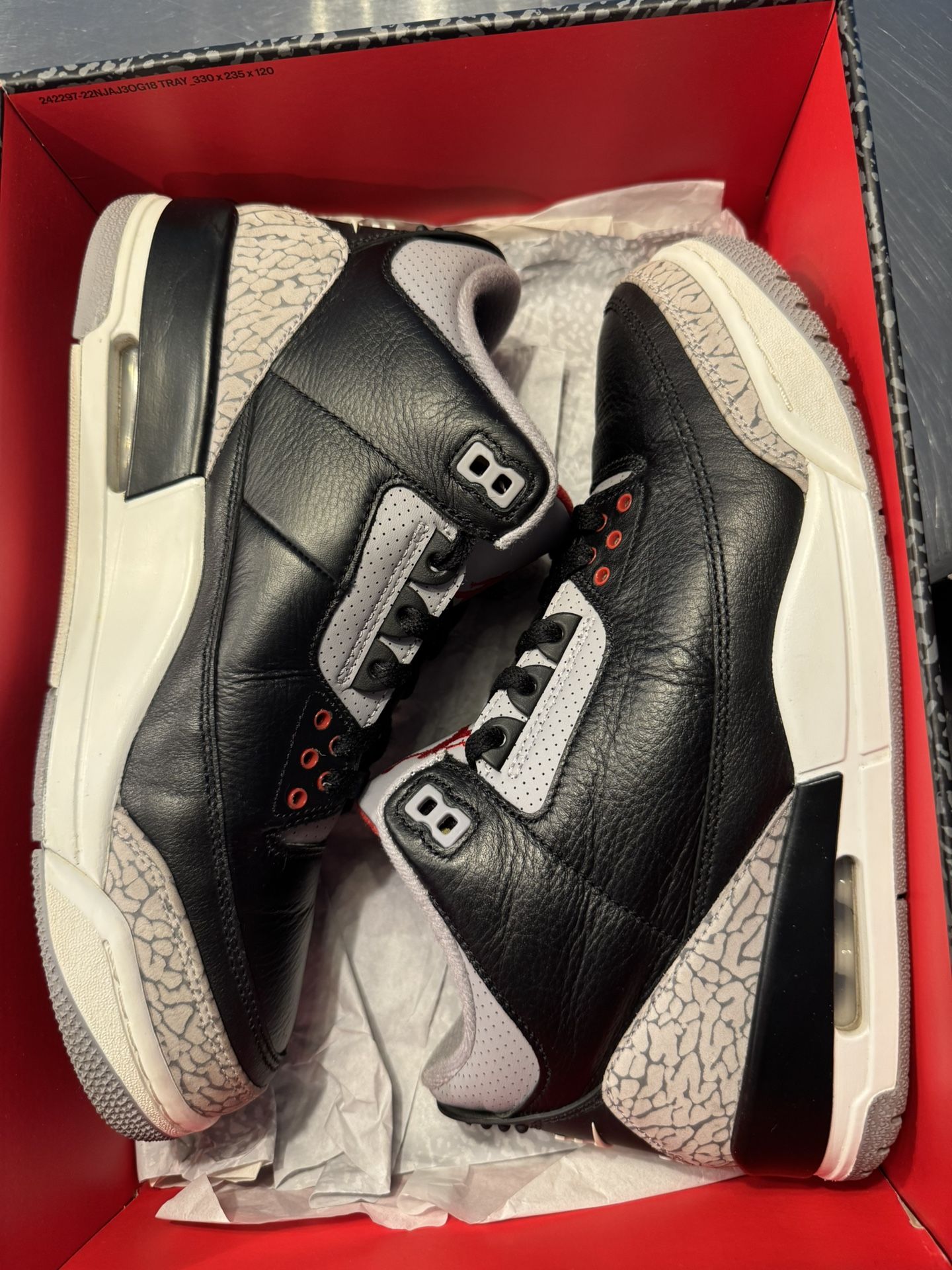 Jordan Retro 3 BLACK CEMENT REIMAGINED NIKE AIR Size 9 Men’s Sneakers Shoes