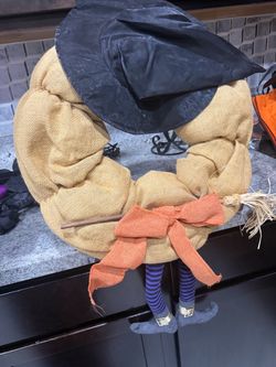 Halloween Burlap Witch Wreath