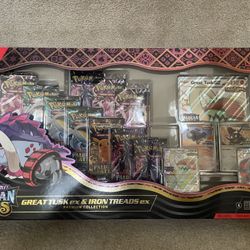 Pokemon Paldean Fates Great Tusk/Iron Threads Ex Premium Collection