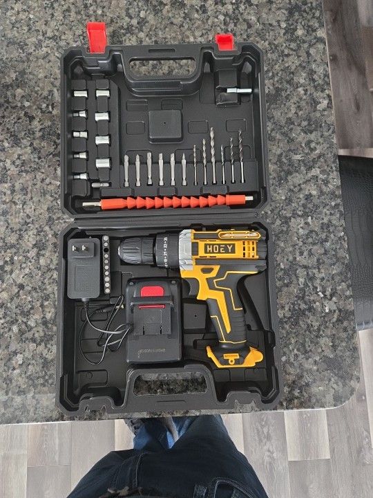 Cordless Drill With Battery And Charger And Accessories 