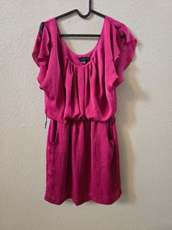 Hot Pink Ruffle Sleeve Mini Dress