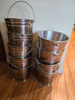 Lot of 8 Stainless Steel Wine / Ice Buckets – Heavy Duty