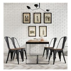 Yaheetech 18 Inch Classic Iron Metal Dining Chair with Wood Top/Seat