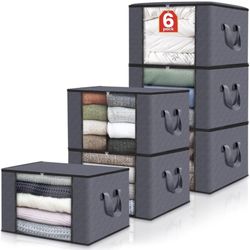  6 pack storage containers for organizing clothing with 60L capacity