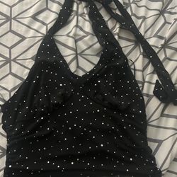 New Sparkle Black Halter Top