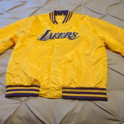 NBA Ultra Game Satin Print Button Up Lakers Jacket