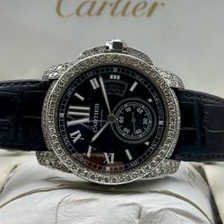 CARTIER • CALIBRE DE CARTIER • 42MM AUTOMATIC STAINLESS STEEL WATCH WITH PAVÉ DIAMONDS (REF: W(contact info removed)) • ORIGINAL BOX & PAPERS