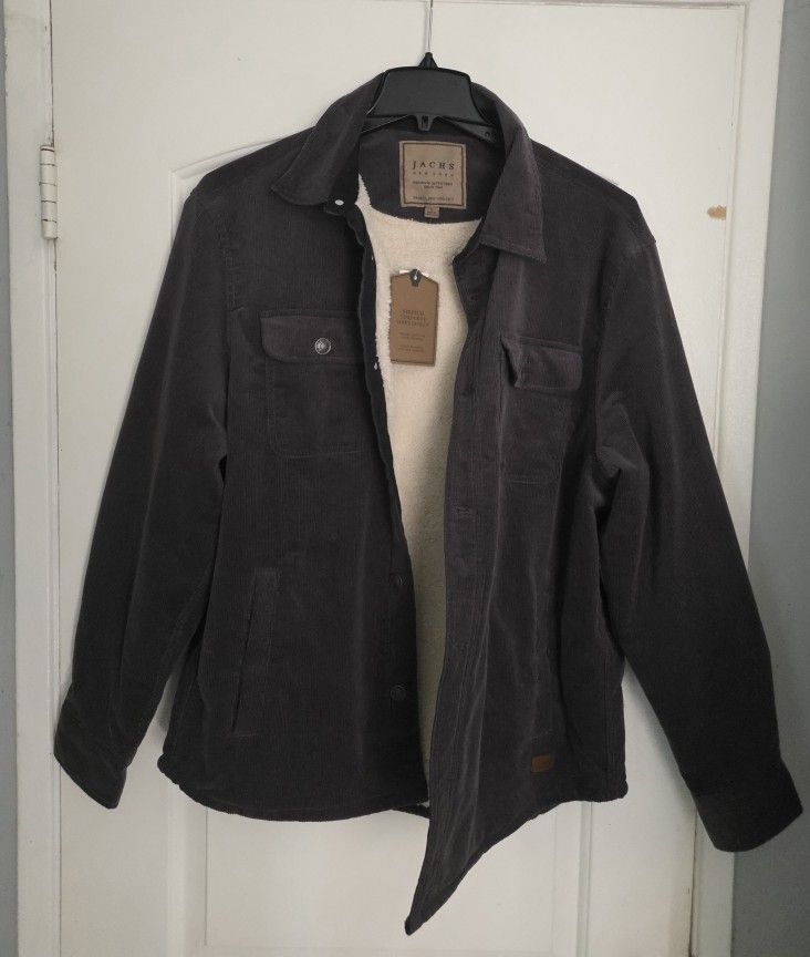 Men's Jachs Gray Stretch Corduroy Jacket Sherpa Large