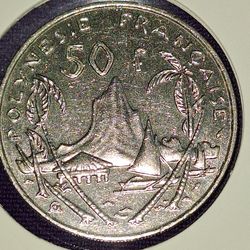 1991 Fench Polynesia 50 Francs Coin