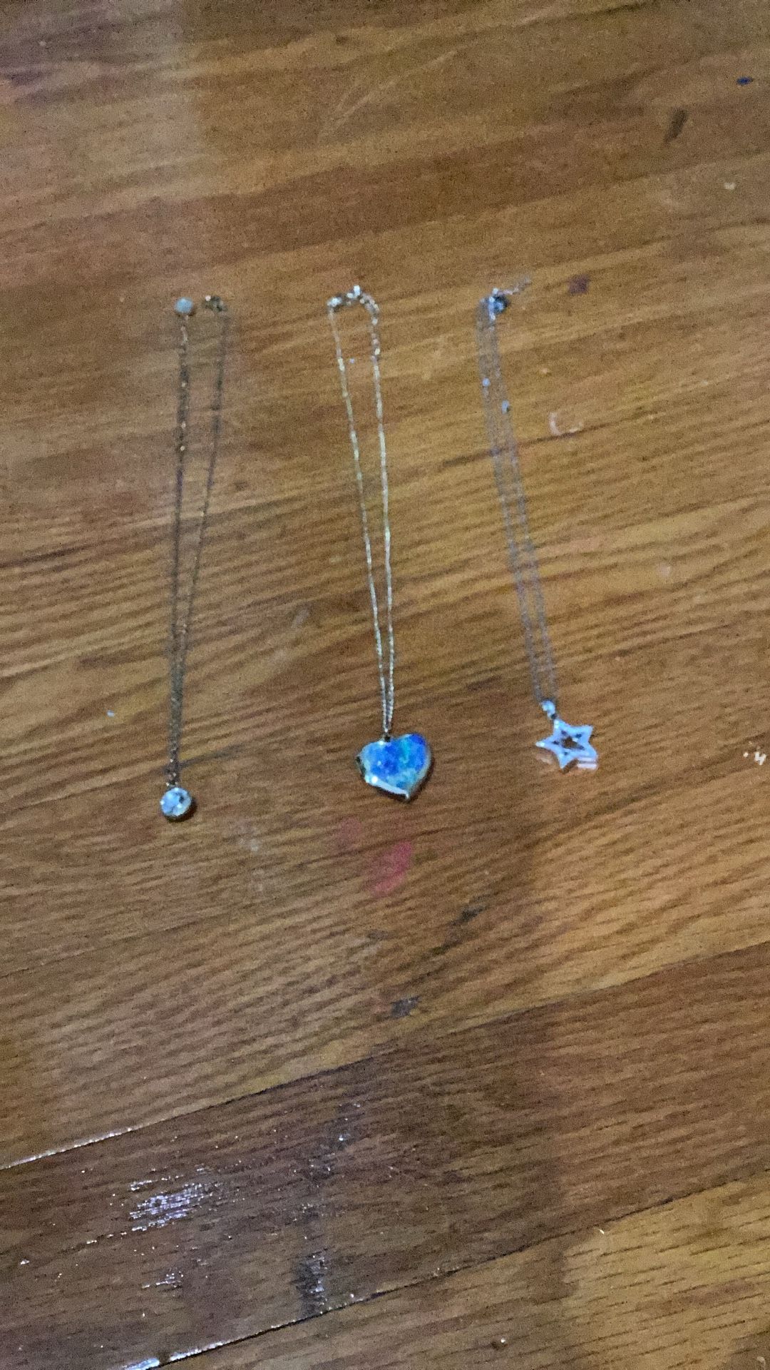 3 necklaces, 2 fake gold, 1 fake silver