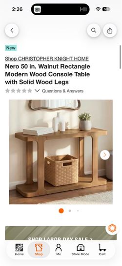 Nero 50 in. Walnut Rectangle Modern Wood Console Table with Solid Wood Legs
