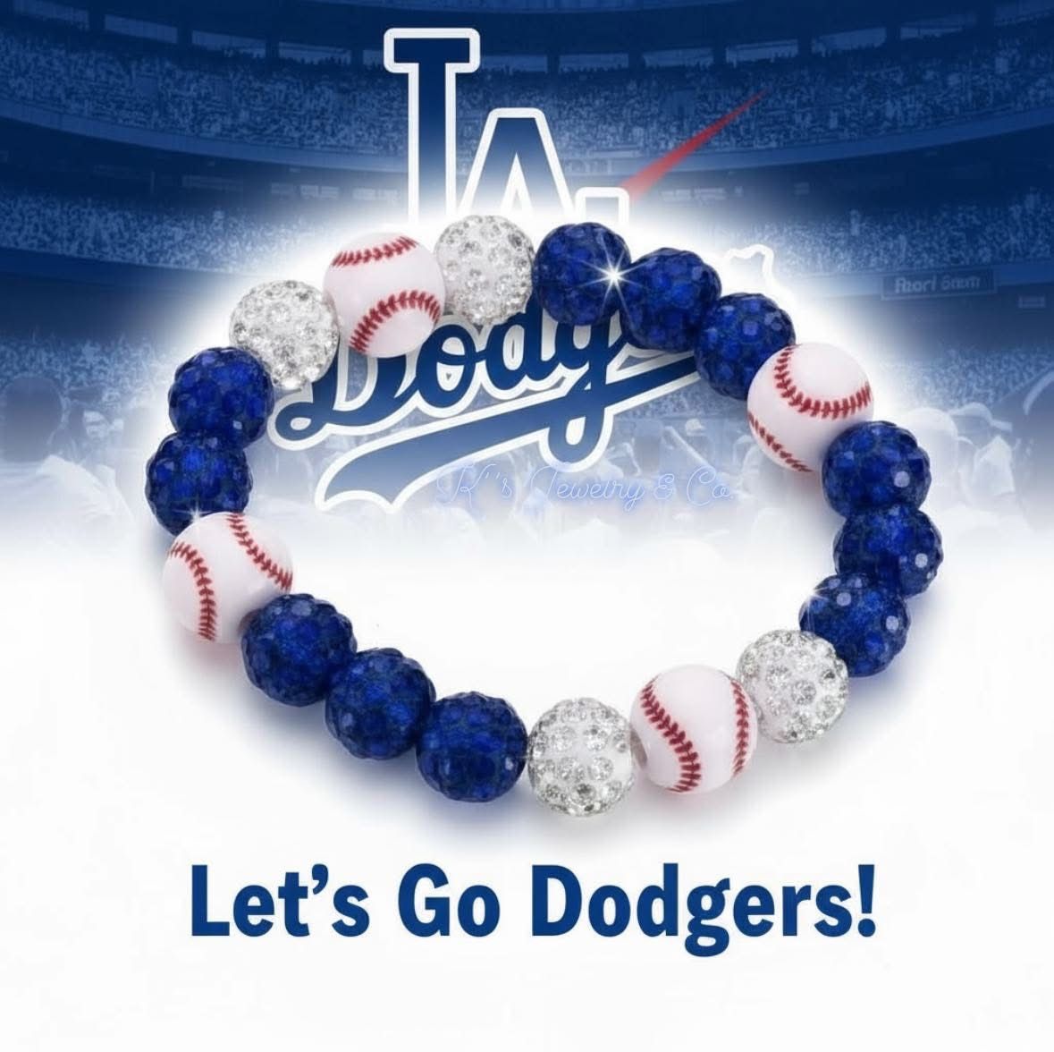 LA DODGERS Rhinestone Clay Bead Stretch Bracelet (Style 2) ππππ©ΆβΎοΈ