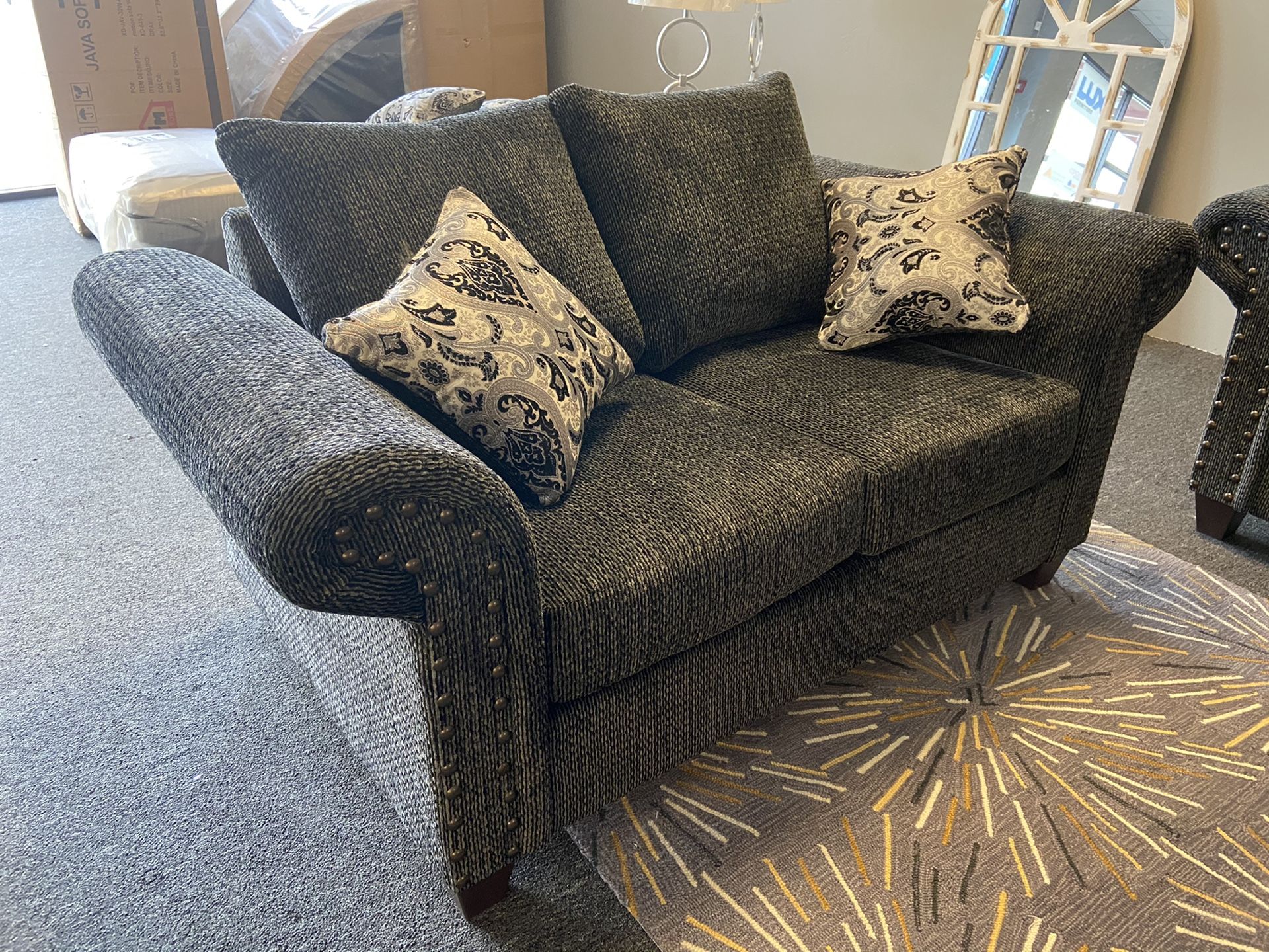 Brand new sofa & love seat- retail $1699 must sell $1250- in stock ready for pick up! Lux Furniture in Perris Next to Winco