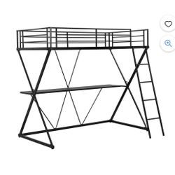 Steel Twin Loftbed With Desk and Ladder