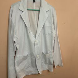 Blue And White Jacket With White Pants 