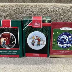 Hallmark lot of 3 1989 Morning of Wonder Plate 1991 let it snow 2000 visit nick