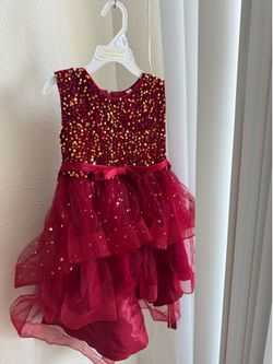 Girls Red Sparkly Party Dress