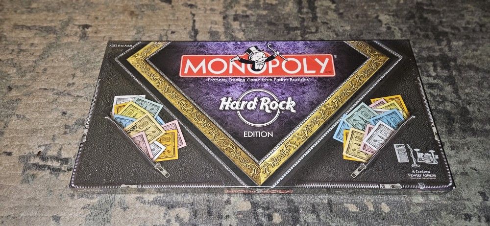 Monopoly Hard Rock Edition 2008 Brand New & Factory Sealed! 6 Custom Pewter Tokens