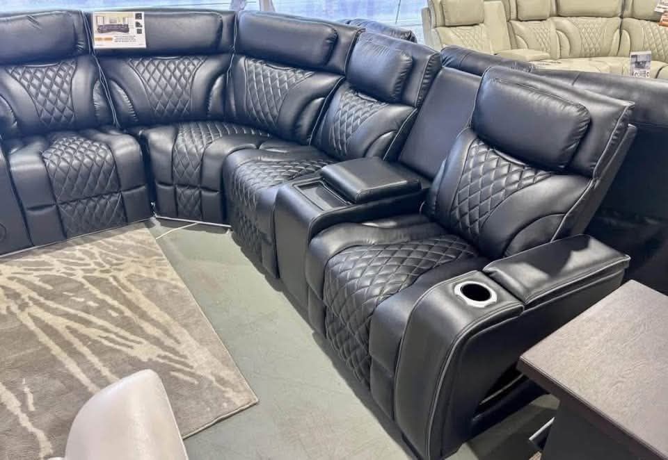 100 % Leather Recliner Sectional